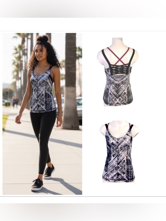 lululemon athletica Tops - lululemon Hot To Street Tank Heat Wave
White/Black/Regal Plum size 8